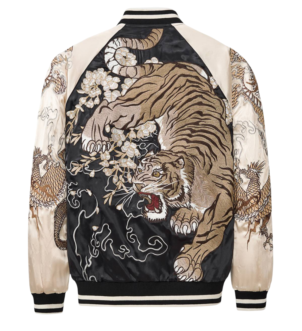 Veste tigre et double dragon brodés (unisexe)