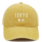 Casquettes vintage Tokyo brodés jaune (unisexe)