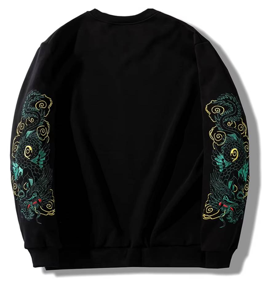 Sweat dragons manches brodés (unisexe)