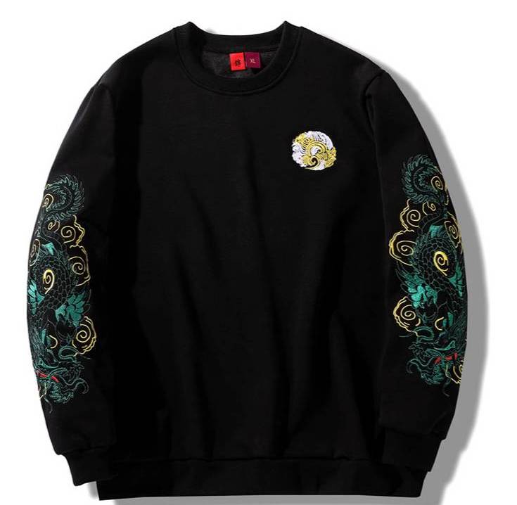 Sweat dragons manches brodés (unisexe)