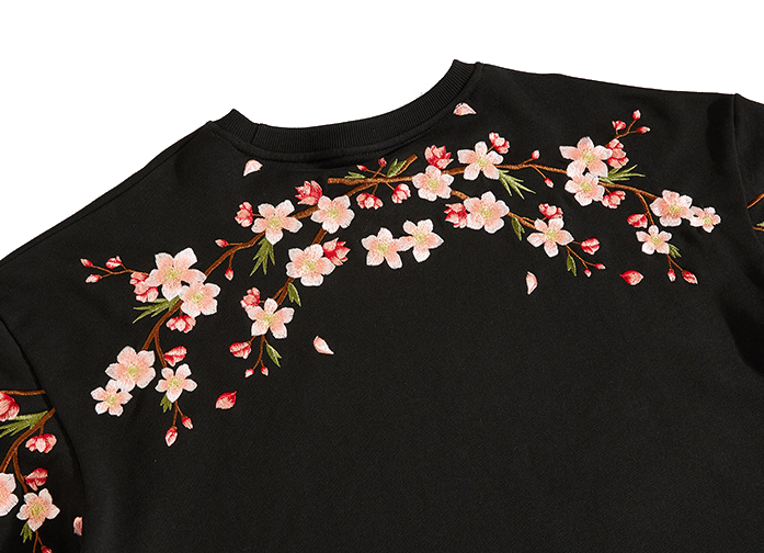 Sweat ample fleurs de cerisier brodées (unisexe)