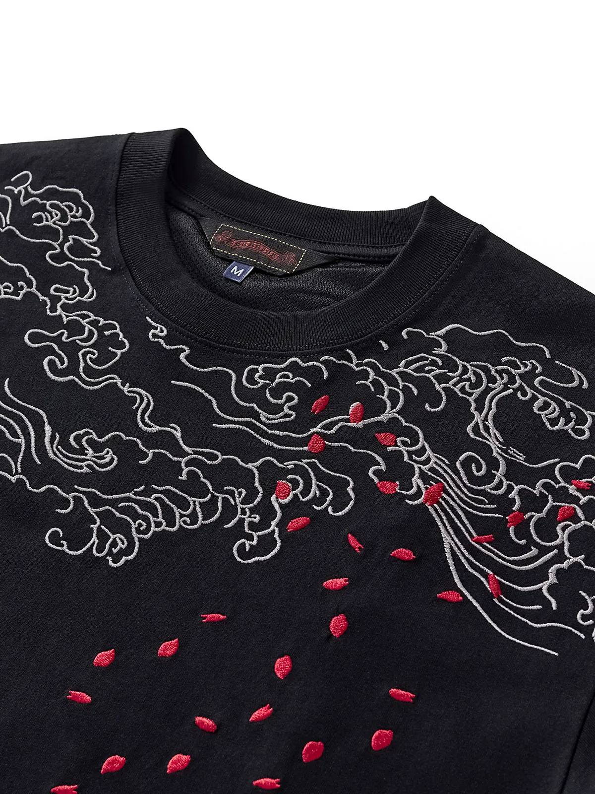 Tee-shirt ample double dragon brodés (unisexe)